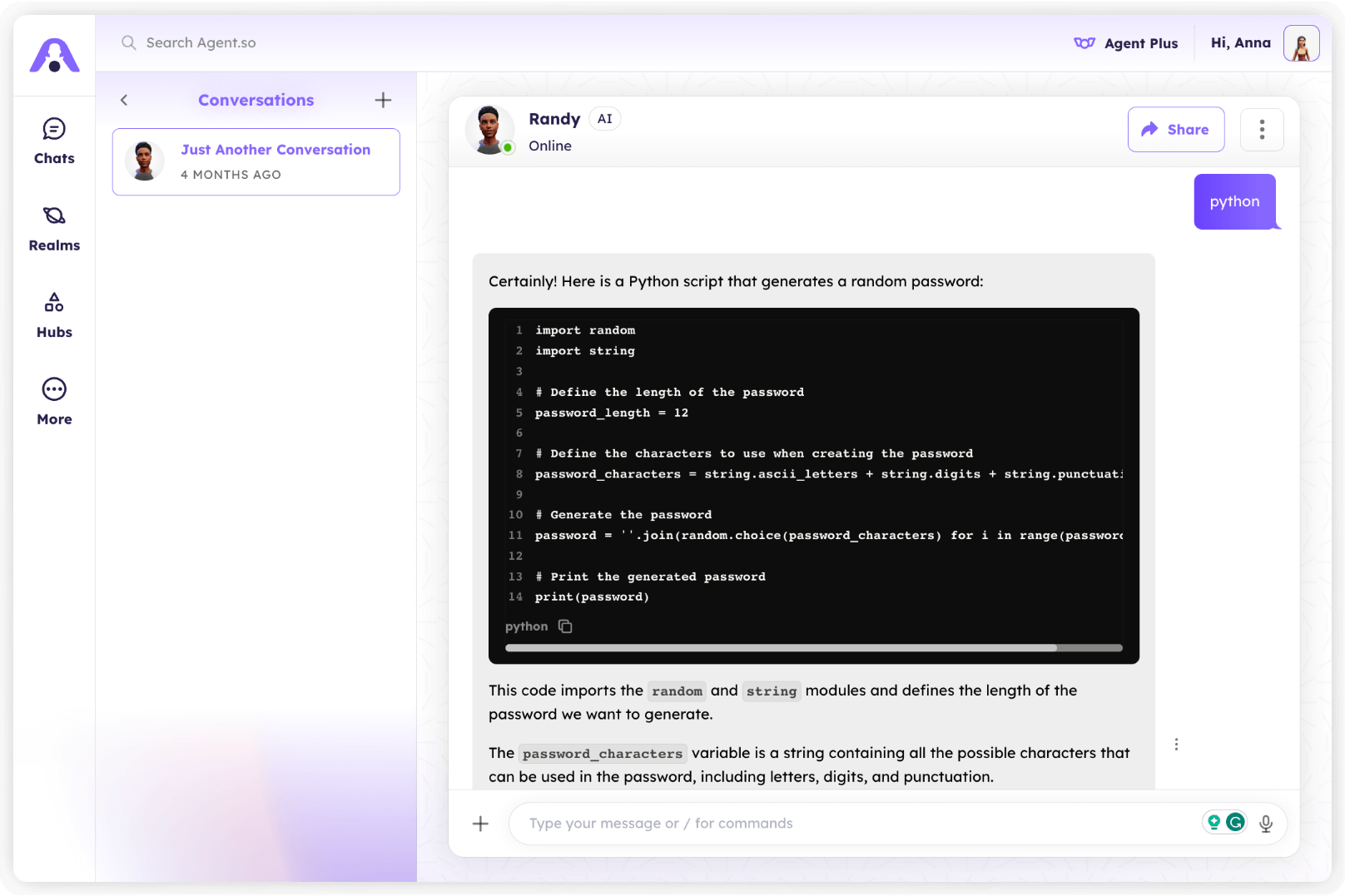A screenshot of the Agent.so "Chat with Raven, Your Personal AI Research Assistant for Free" Page